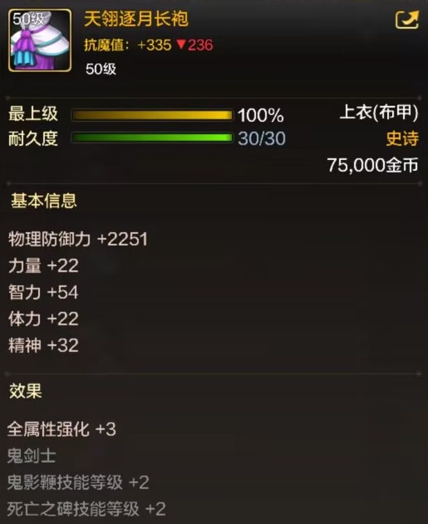 《地下城与勇士：起源》天翎逐月长袍装备介绍