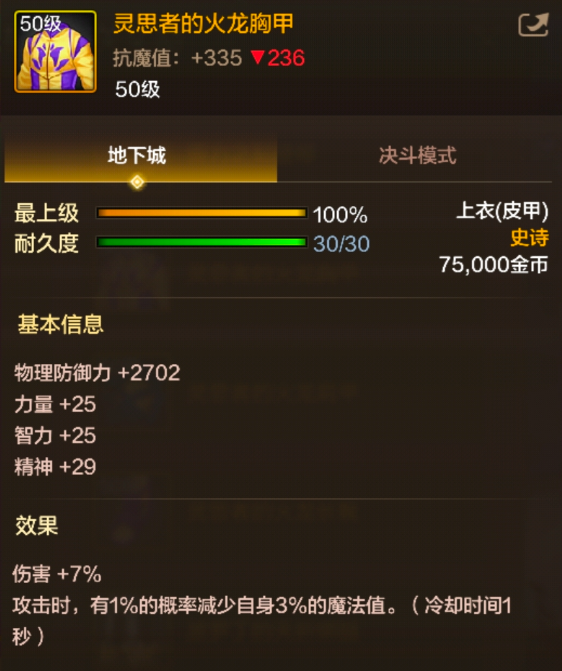 《地下城与勇士：起源》灵思者的火龙胸甲装备介绍
